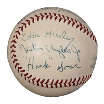 MLB Umpires Multi-Signed OAL Baseball Signed By Nestor Chylak, Hank Soar, Ed Hurley, Bill McKinley and Joe Paparella (PSA/DNA)